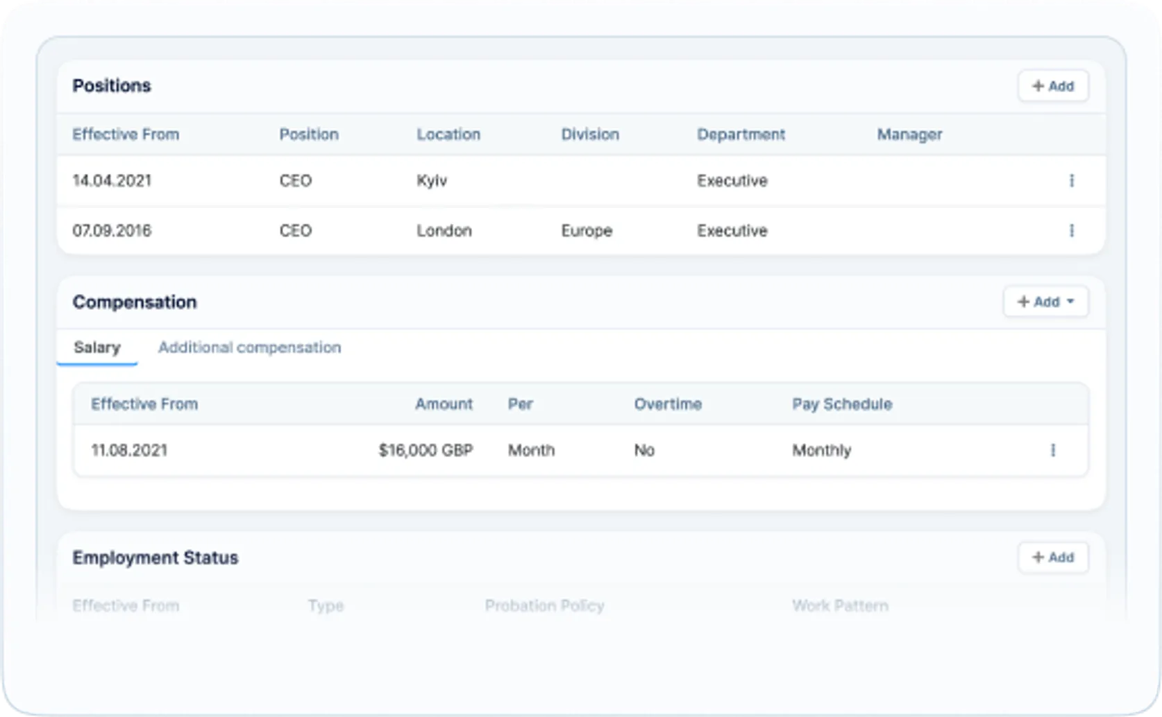 Salary history, employment types and career changes